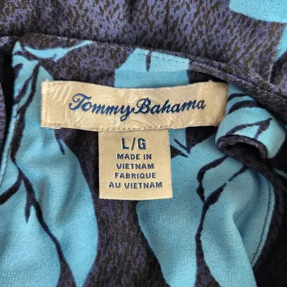 Tommy Bahama Navy Blue Tropical Floral Sleeveless Maxi Dress Keyhole L - Picture 5 of 9